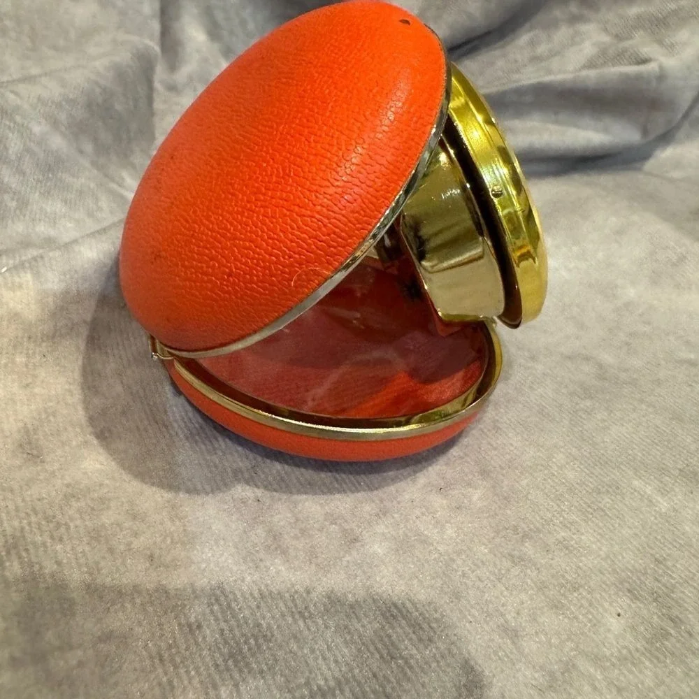 Elgin vintage travel alarm wind up‎ clock orange case